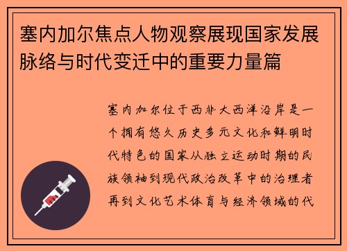 塞内加尔焦点人物观察展现国家发展脉络与时代变迁中的重要力量篇